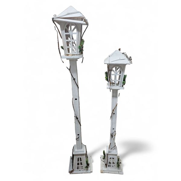Set of 2 Christmas Painted Lantern Stands - 58" & 46" High