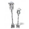Image 1 : Set of 2 Christmas Painted Lantern Stands - 58" & 46" High