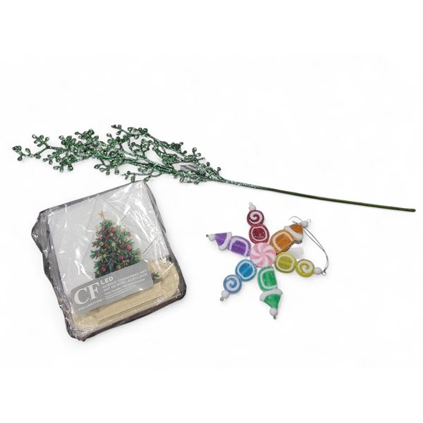 NEW Christmas Decor - 2 Boxes includes Ornaments Candy 6"/Acrylic Christmas Art & Decorative Sparkle