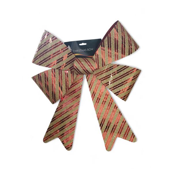 NEW Group of 3 Boxes of Christmas Decor Glitter Gold & Red Bows - 14" x 20", approx. 36 pcs per Box