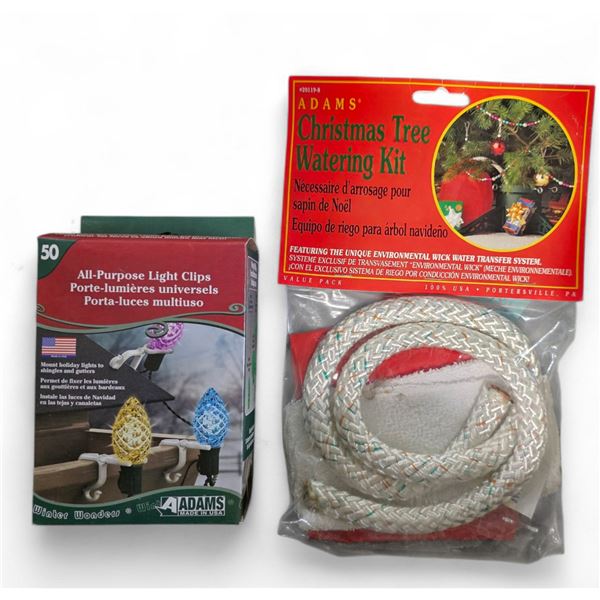 NEW Christmas Supplies - includes 5 Boxes of Universal Light Clips Holders & 3 boxes of Christmas Tr