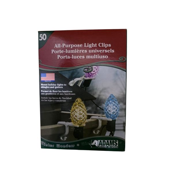NEW Christmas Supplies - includes 9 boxes of Universal Light Clips Holders (12 pcs per box)
