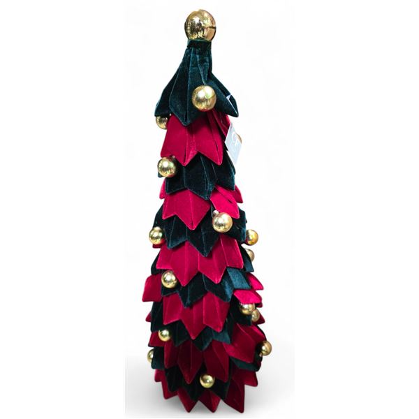 NEW Christmas Tree Cones Deco - includes 4 Green & Red w/ Golden Ornaments 27" Cone Trees