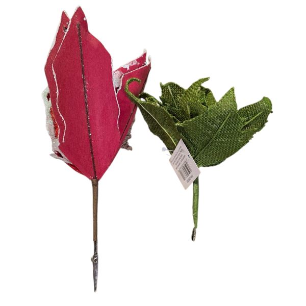 NEW Christmas Poinsettia Flowers Deco - includes approx. 72 pcs of Green Glitter Poinsettia 5" Trims