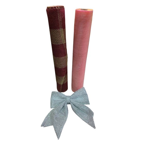 NEW Christmas Mesh Natural Supplies -  approx. 3 Boxes of 20 pcs each & 1 Box of Glitter Silver Bows