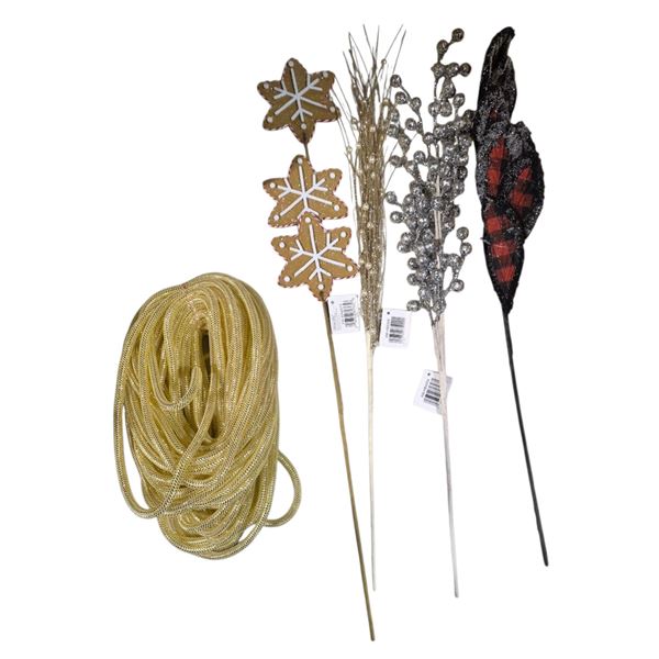 NEW Christmas Assorted Deco Strips - includes Silver Glitter Decorative Balls/ Gingerbread Snowflake