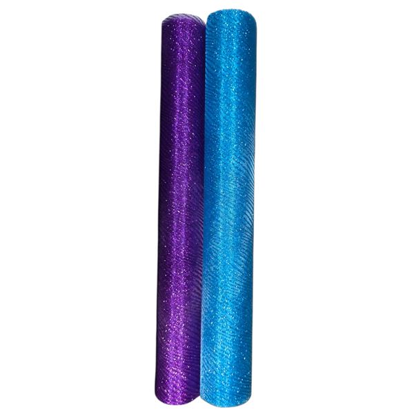 NEW Christmas Glitter Blue & Purple Deco Mesh 21" x 10 - includes 3 Boxes of 20 pcs each