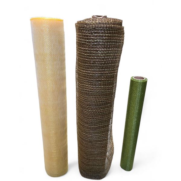 NEW Christmas Deco Mesh 21" x 10 - includes 2 Boxes of Natural Brown Mesh (12 pcs each) & 1 Box of G