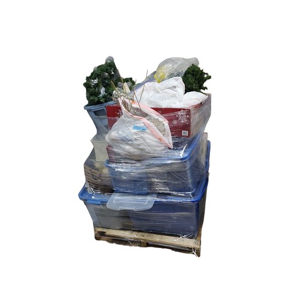 Pallet of Misc. Christmas Deco, Ornaments & Supplies