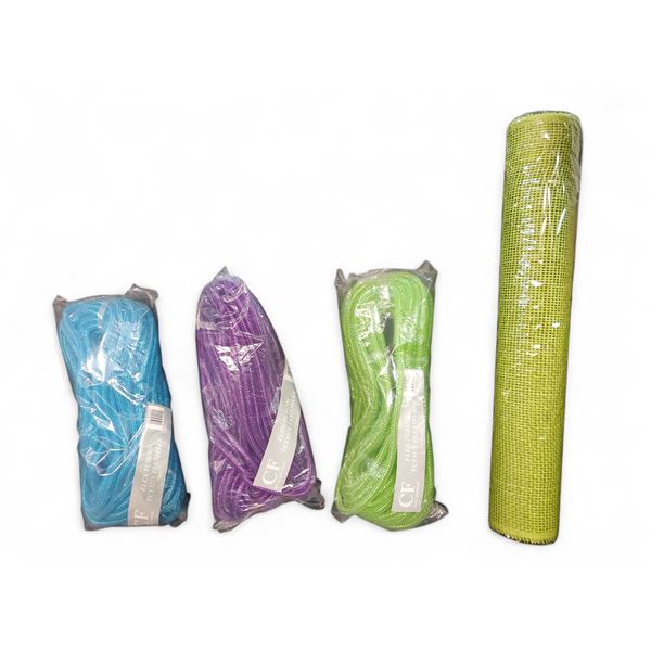 NEW Christmas Deco Tubing & Mesh - includes Green Natural (20 pcs)/Blue, Purple & Green Flex Tubing 