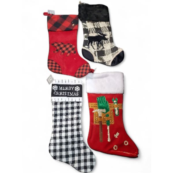 NEW Christmas Assorted Decorative 20" Socking - includes 4 Boxes of approx. 12 pcs each