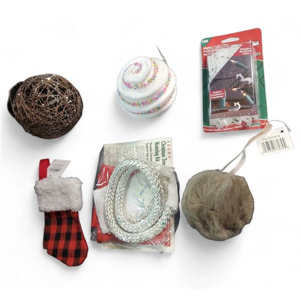 NEW Christmas Deco - includes Socking Tree Ornaments (24 pcs)/Mighty Light Clips (12 Boxes of 100 pc