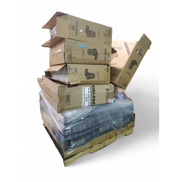 Pallet of Misc. Beverage, Plastic Deli Container & Shelf Components - includes approx. 12 of 6x4 Gui