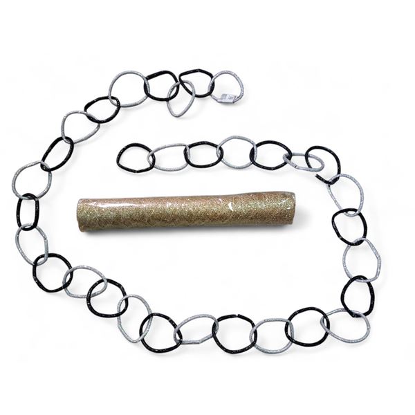 NEW Christmas Deco - includes 2 Boxes of Glitter Ring Garlands Set (72 pcs each) & 1 Box of Gold Mes