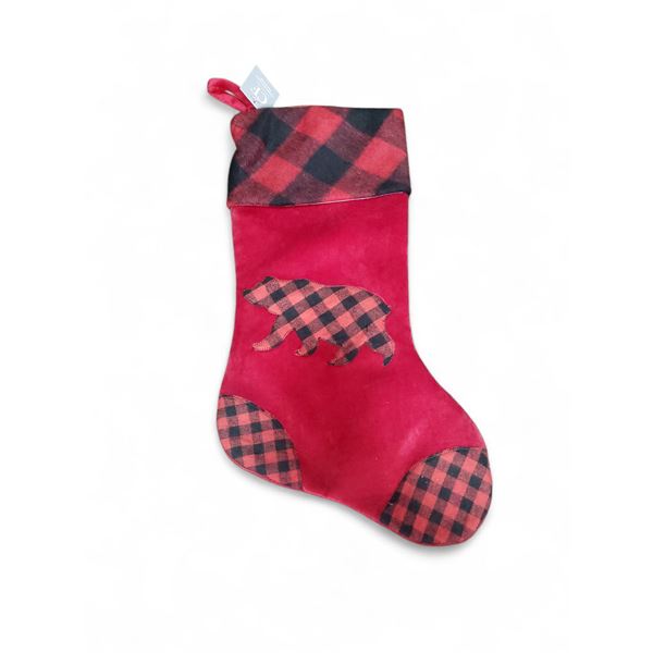NEW Christmas Stocking 20.5" Velvet & Plaid Design - includes 6 Boxes of 12 pcs each