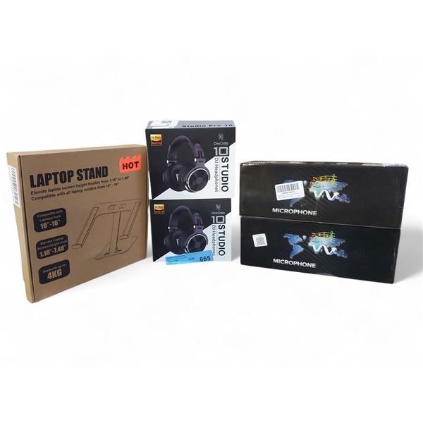 NEW Movie Set Dec Electronic Lot - includes Set of 2 Wireless Microphones, Laptop Standing & 2 OneOd