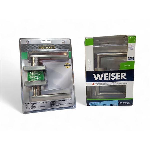 NEW Weiser Passage Door Lever Satin Nickel Finish & Defiant Passage Door Lever Westwood Collection