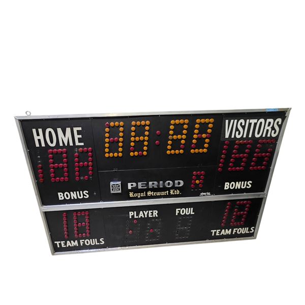 Large Electronic Scoreboard - Manufactured by Royal Stewart - Approx. H57.5"x W94" x D6"