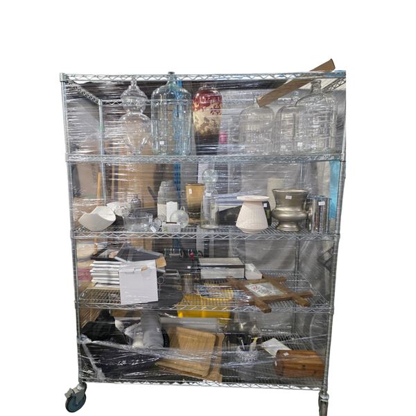 Shelf full of decor items - Misc stuff Including Vase, mirror frames and more