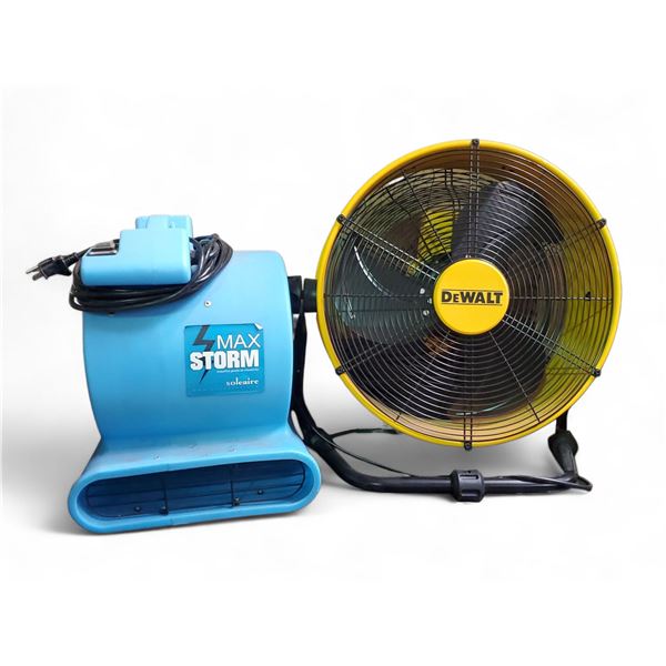 Group of 2: Max Storm Air Mover and DeWalt Heavy-duty Drum Fan (Dia. 19.5") - As Is