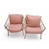 Image 1 : Pair of Rattan Accent Chairs with Pink Cushions