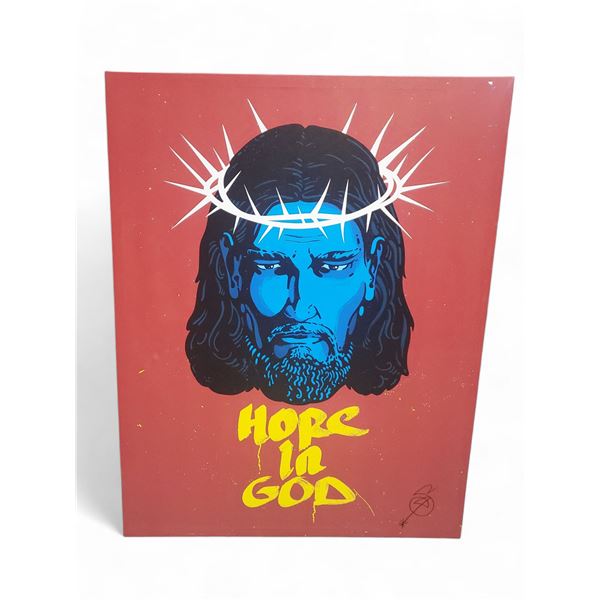 Large Contemporary 'Hope in God' Painting on Canvas (Aprox 65" x 48")