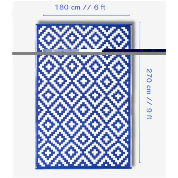 Outdoor Area Rug Mat Reversible & Waterproof made with Recycle Plastic Straws for Patios, Outdoors, 