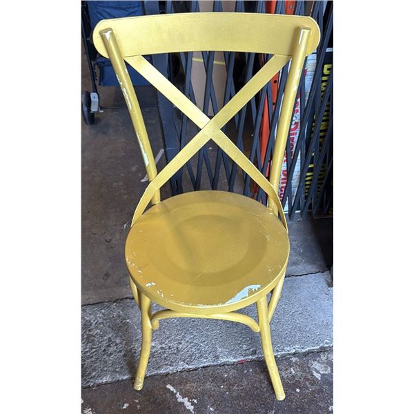 Large Lot of 30 Yellow X-back Bistro Chairs