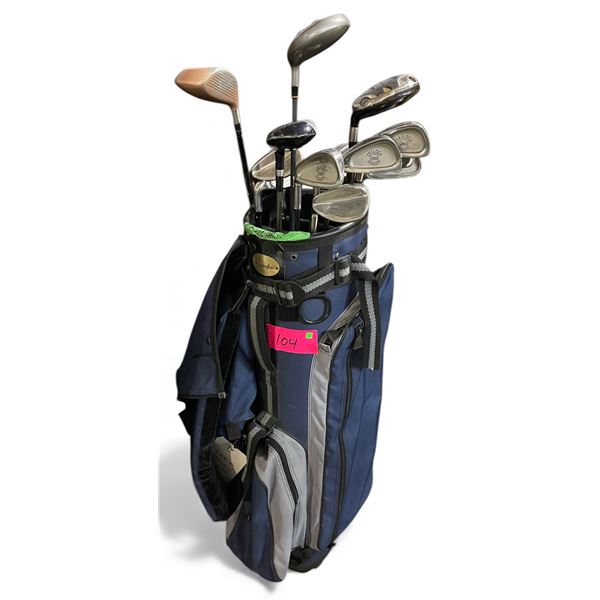 Remington Blue Golf Bag with Assorted Clubs