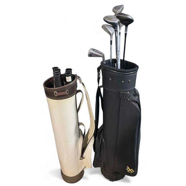Group of 2 Golf Bags with Assorted Clubs