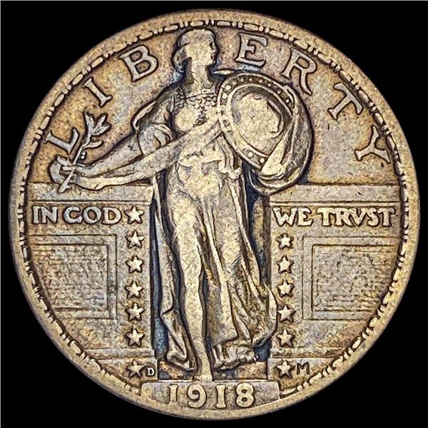 1918-D Silver Standing Liberty Quarter NEARLY  UNCIRCULATED