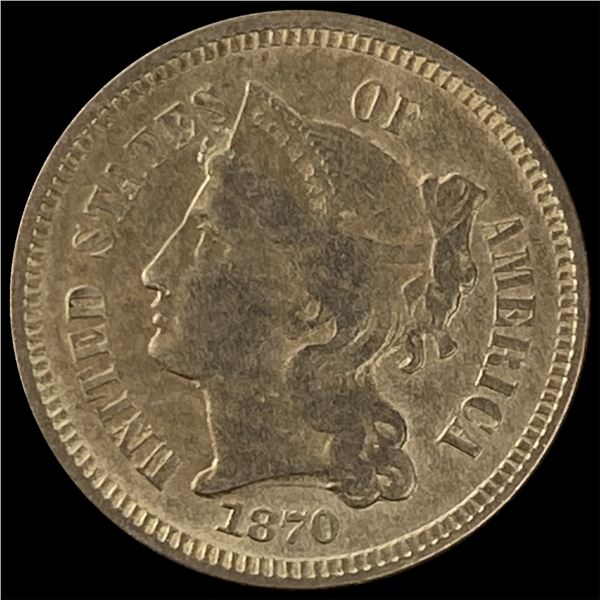 1870 Nickel Three-Cent Piece LIGHTLY CIRCULATED