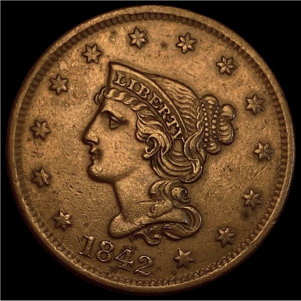 1842 Braided Hair Large Cent CLOSELY  UNCIRCULATED