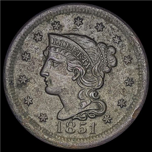 1851 Braided Hair Large Cent CLOSELY  UNCIRCULATED