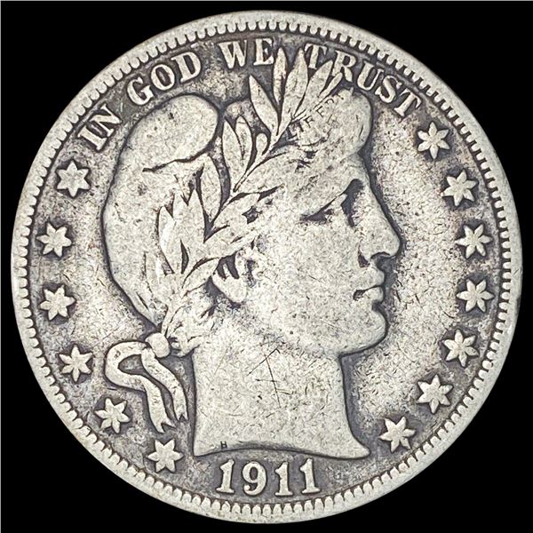 1911-S Silver Barber Half Dollar LIGHTLY  CIRCULATED
