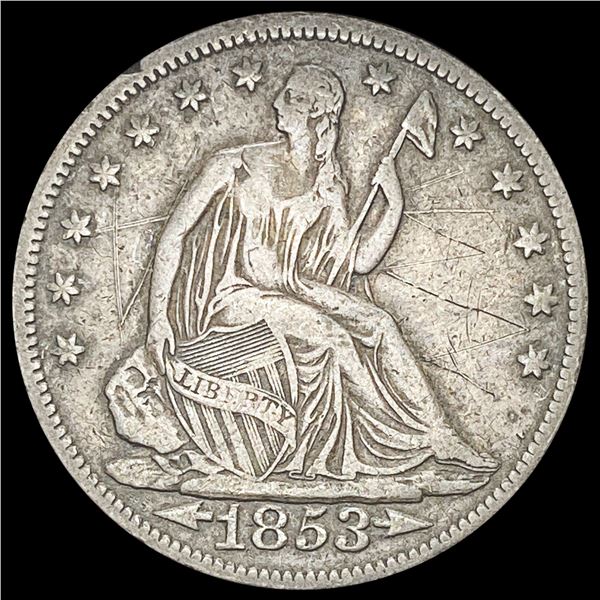 1853 Arrows Seated Liberty Half Dollar  LIGHTLY CIRCULATED