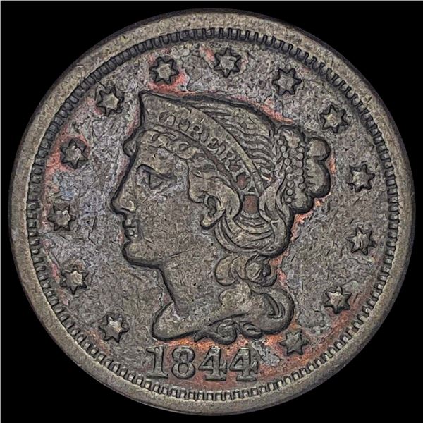 1844 Braided Hair Large Cent LIGHTLY  CIRCULATED
