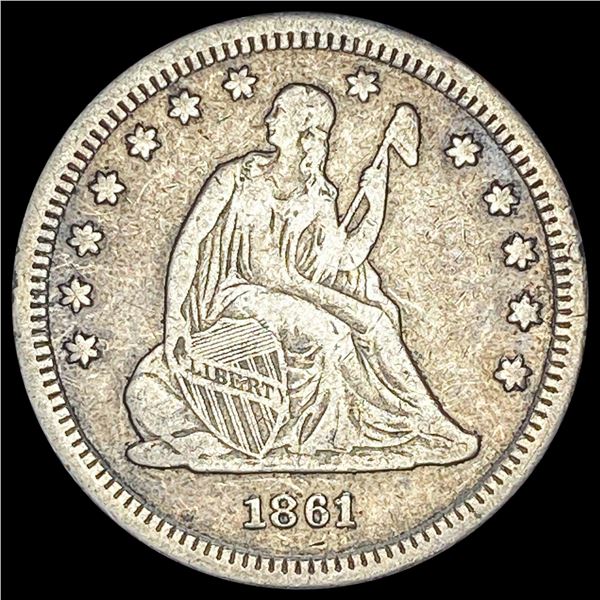 1861 Seated Liberty Quarter LIGHTLY  CIRCULATED