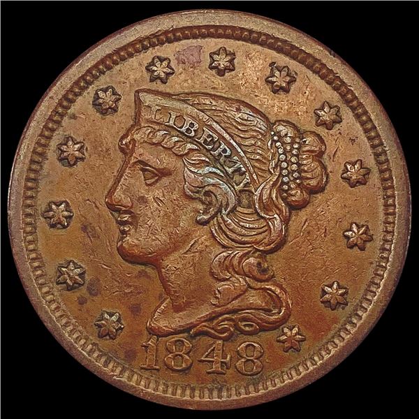 1848 Braided Hair Large Cent LIGHTLY CIRCULATED