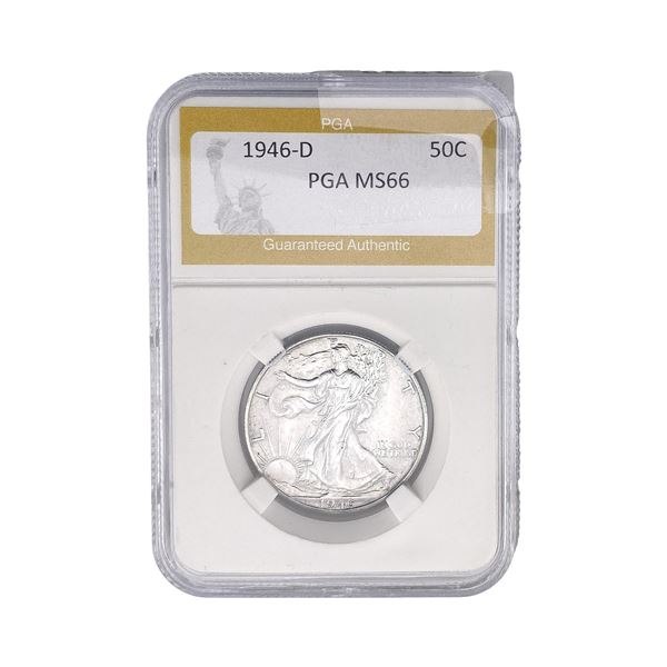 1946-D Walking Liberty Half Dollar PGA MS66