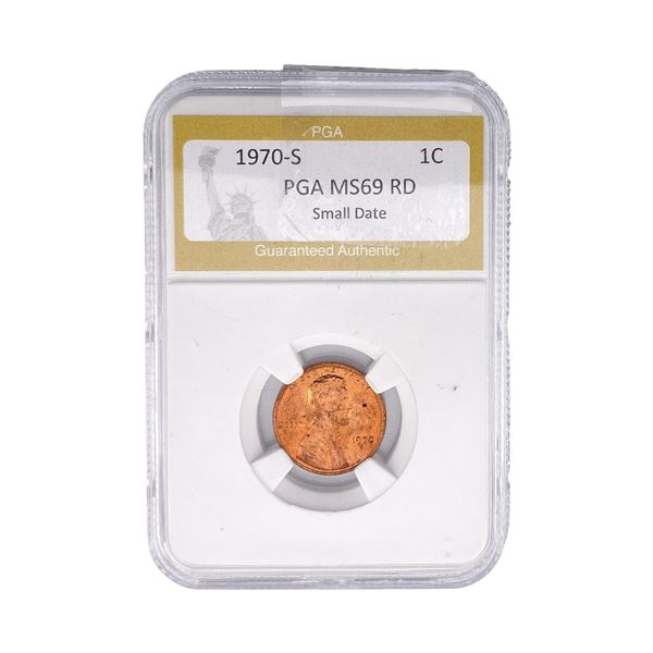1970-S Lincoln Memorial Cent PGA MS69 RD Small Date