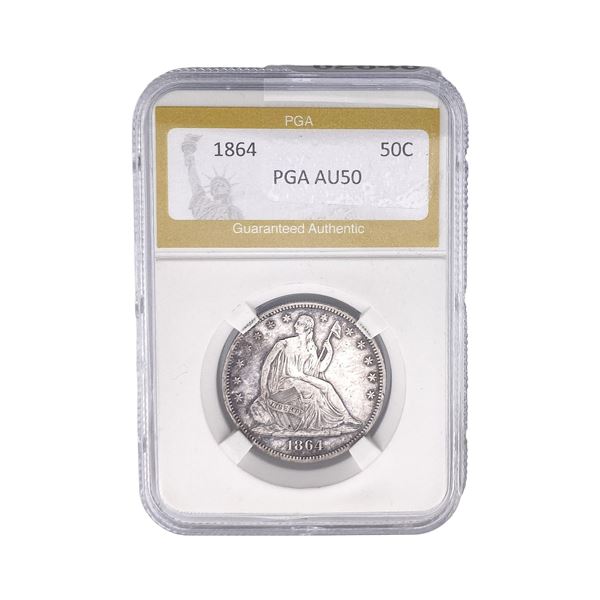 1864 Seated Liberty Half Dollar PGA AU50