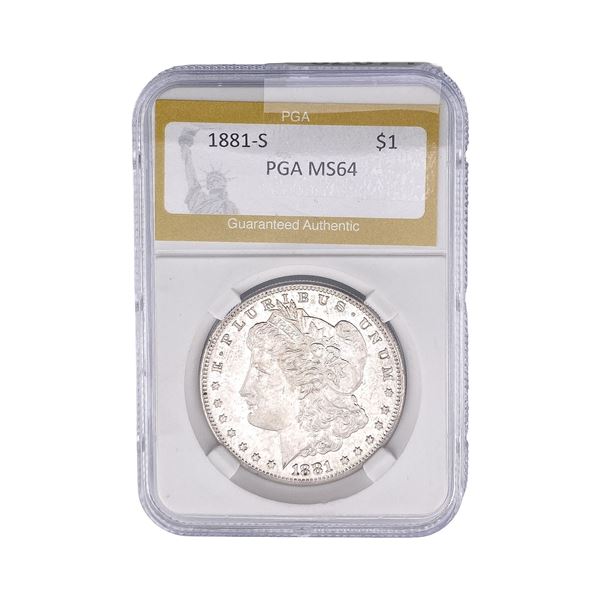 1881-S Morgan Silver Dollar PGA MS64