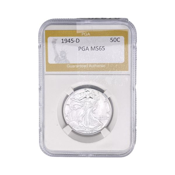 1945-D Walking Liberty Half Dollar PGA MS65