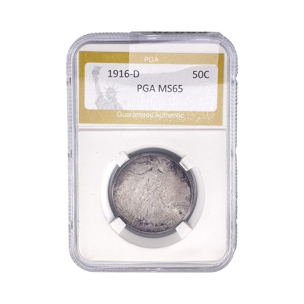 1916-D Walking Liberty Half Dollar PGA MS65
