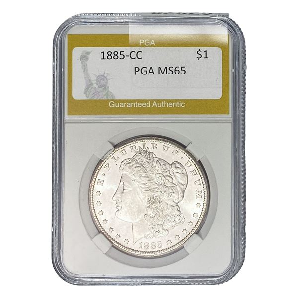1885-CC Morgan Silver Dollar PGA MS65