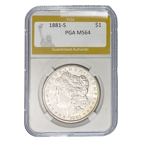 1881-S Morgan Silver Dollar PGA MS64