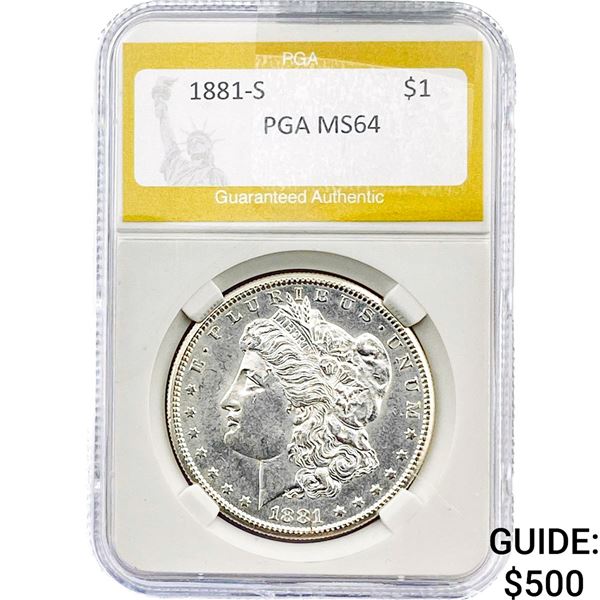 1881-S Morgan Silver Dollar PGA MS64