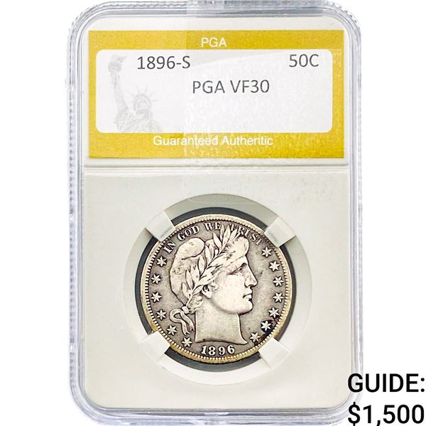1896-S Barber Half Dollar PGA VF30