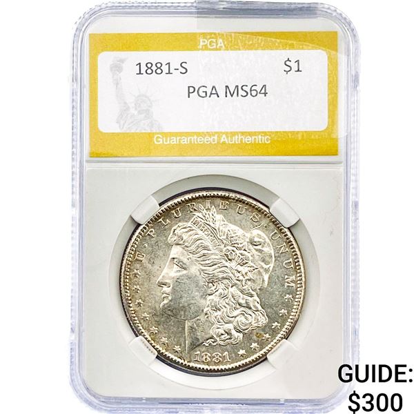 1881-S Morgan Silver Dollar PGA MS64